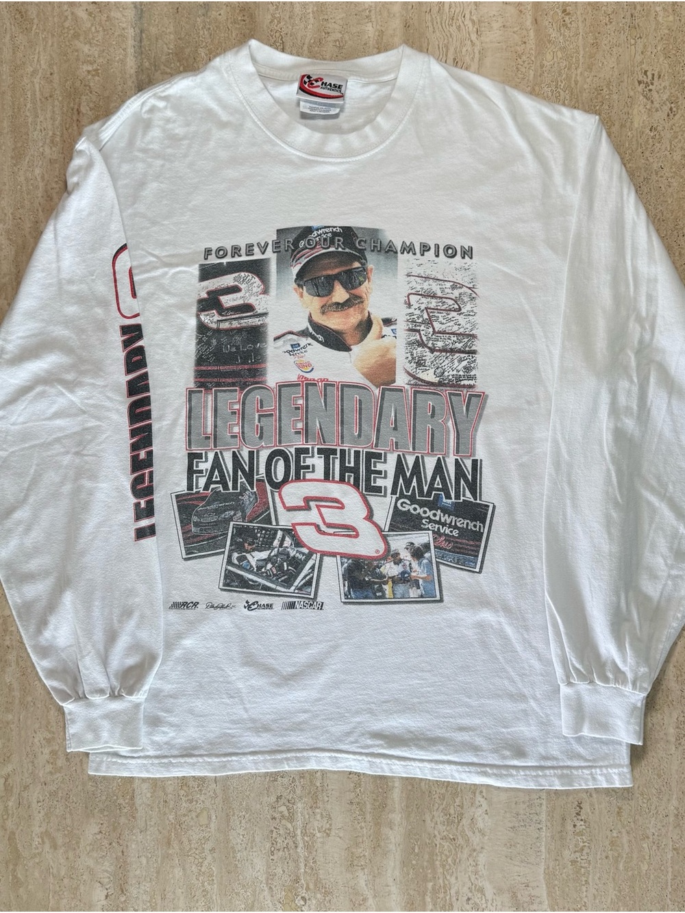 Chase Authentics White Long Sleeve 'Legendary Fan of the Man' Graphic Tee